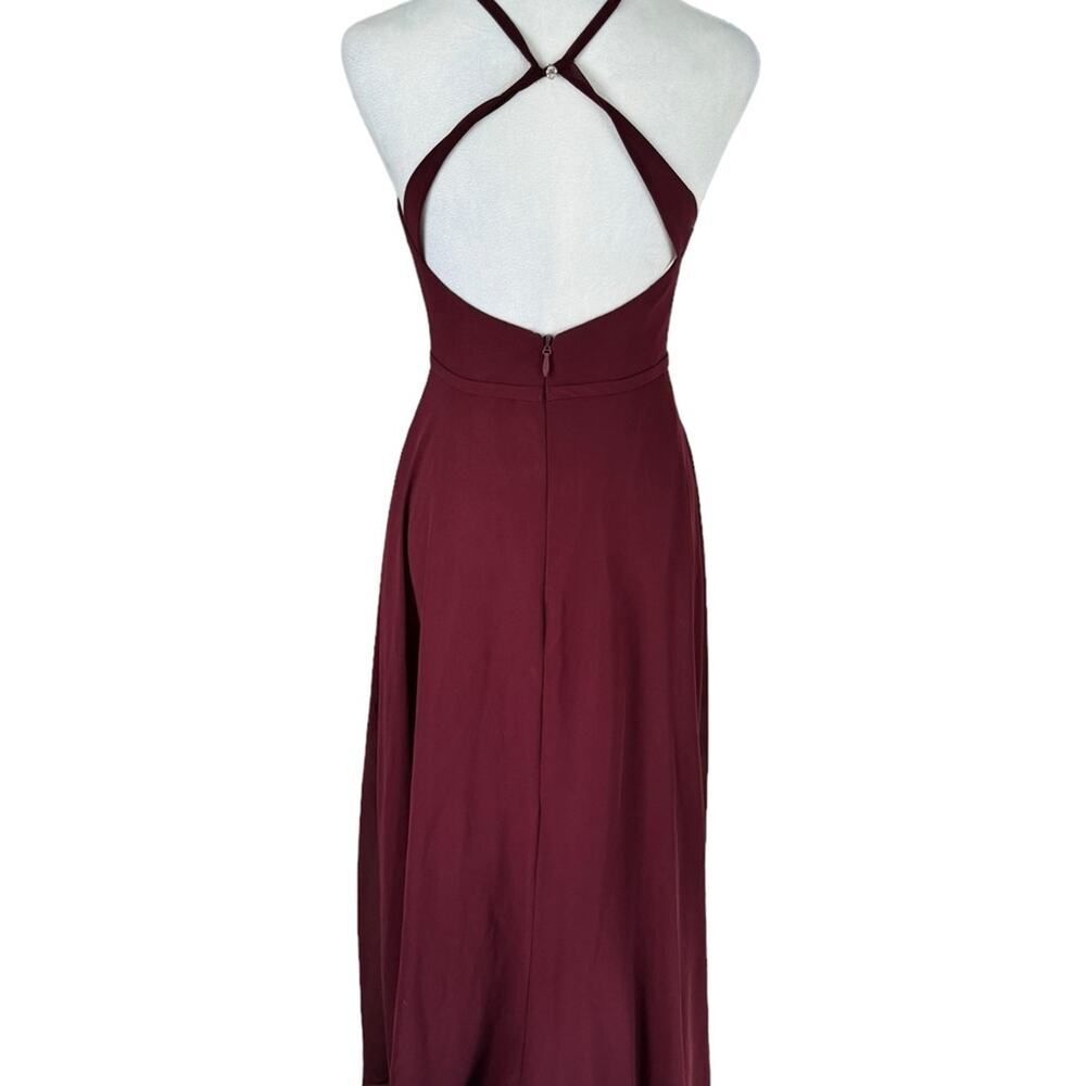 Azazie Bridesmaid Dress Burgundy Long Wedding Guest Formal Open Back Wine Sz A0 - Picture 12 of 16